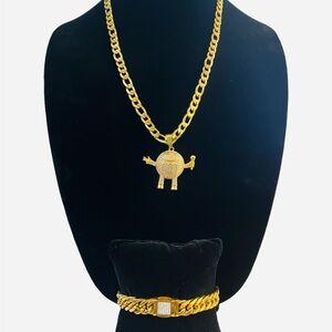 Gold-Tone Pendant Necklace and Bracelet Set